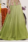 Buy_Hirika&Dhruti_Green Silk Chanderi Embroidery Bloom Jacket Blouse With Lehenga _Online_at_Aza_Fashions
