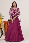 Buy_Hirika&Dhruti_Pink Gajji Silk Embroidery Floral Beads Blossom Jacket Lehenga Set _at_Aza_Fashions