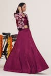 Shop_Hirika&Dhruti_Pink Gajji Silk Embroidery Floral Beads Blossom Jacket Lehenga Set _at_Aza_Fashions