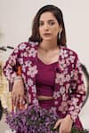 Buy_Hirika&Dhruti_Pink Gajji Silk Embroidery Floral Beads Blossom Jacket Lehenga Set _Online_at_Aza_Fashions