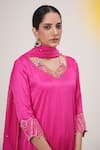 Shop Hirika & Dhruti Pink Silk, Georgette, Organza Pearls, Embroidered Neckline Kurta Sharara Set at Aza Fashions Shop_Hirika & Dhruti_Pink Silk, Georgette, Organza Pearls, Embroidered Neckline Kurta Sharara Set _at_Aza_Fashions