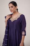 Shop Hirika & Dhruti Purple Silk, Chanderi, Cotton, Organza Sequins Floral Thread Work Anarkali Set at Aza Fashions Shop_Hirika & Dhruti_Purple Silk, Chanderi, Cotton, Organza Sequins Floral Thread Work Anarkali Set _at_Aza_Fashions