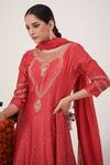 Hirika & Dhruti_Red Silk, Chanderi, Cotton, Organza Zari Round Zardosi Work Anarkali Pant Set _Online_at_Aza_Fashions