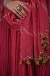 Shop Hirika & Dhruti Pink Chanderi, Organza Mirrors, Tassels V-neck Embroidered Anarkali With Dupatta at Aza Fashions Shop_Hirika & Dhruti_Pink Chanderi, Organza Mirrors, Tassels V-neck Embroidered Anarkali With Dupatta _at_Aza_Fashions