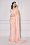 Kressa_Pink Organza Hand Sweetheart Saree With Blouse _Online_at_Aza_Fashions