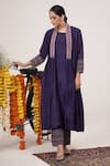 Buy Hirika & Dhruti Purple Silk, Chanderi, Cotton Embroidery, Tassels Round Resham Jacket Pant Set at Aza Fashions Buy_Hirika & Dhruti_Purple Silk, Chanderi, Cotton Embroidery, Tassels Round Resham Jacket Pant Set _at_Aza_Fashions