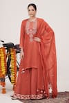 Buy_Hirika&Dhruti_Orange Kurta Gajji Silk Embroidered Sequin Round Hand Sharara Set _at_Aza_Fashions