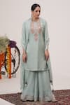 Buy Hirika & Dhruti Blue Gabardine, Chanderi, Organza Embroidery, Gajji Silk Kurta Sharara Set at Aza Fashions Buy_Hirika & Dhruti_Blue Gabardine, Chanderi, Organza Embroidery, Gajji Silk Kurta Sharara Set _at_Aza_Fashions
