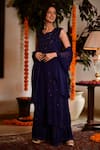 Buy_House of Chikankari_Blue Georgette Hand Embroidered Chikankari Sultana Kurta Sharara Set  _at_Aza_Fashions