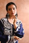 Shop_House of Chikankari_Blue Rayon Hand Embroidered Chikankari Sabiya Kurta And Palazzo Set  _Online_at_Aza_Fashions