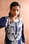 House of Chikankari_Blue Rayon Hand Embroidered Chikankari Sabiya Kurta And Palazzo Set  _at_Aza_Fashions