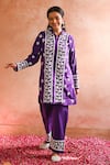 Shop_House of Chikankari_Purple Cotton Hand Embroidered Chikankari Iram Kurta And Pant Set  _at_Aza_Fashions