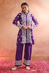 Shop_House of Chikankari_Purple Cotton Hand Embroidered Chikankari Iram Kurta And Pant Set  _Online_at_Aza_Fashions