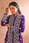 House of Chikankari_Purple Cotton Hand Embroidered Chikankari Iram Kurta And Pant Set  _at_Aza_Fashions