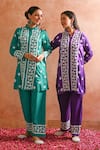 Buy_House of Chikankari_Purple Cotton Hand Embroidered Chikankari Iram Kurta And Pant Set  