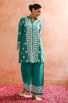 Buy_House of Chikankari_Green Cotton Hand Embroidered Chikankari Iram Kurta And Pant Set  _Online_at_Aza_Fashions