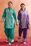 Buy_House of Chikankari_Green Cotton Hand Embroidered Chikankari Iram Kurta And Pant Set  