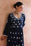 House of Chikankari_Blue Cotton Hand Embroidered Chikankari Rabt Anarkali And Pant Set _at_Aza_Fashions