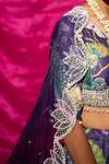 Buy_Chrkha_Purple Chanderi Silk, Organza Pearls, Sequins Lotus And Peacock Print Lehenga Set 
