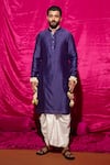 Chrkha_Purple Chanderi Silk Printed Floral Pattern Nehru Jacket With Kurta Set _Online_at_Aza_Fashions