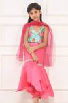 Buy_Pinkcow designs pvt ltd_Pink Printed Fabric Bloom Halter Neck Top Sharara Set _Online_at_Aza_Fashions