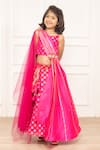 Pinkcow designs pvt ltd Pink Brocade, Taffeta, Net Pearls, Embroidery, Booti Print Lehenga Blouse Set at Aza Fashions Pinkcow designs pvt ltd_Pink Brocade, Taffeta, Net Pearls, Embroidery, Booti Print Lehenga Blouse Set _at_Aza_Fashions