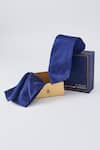 Buy_BUBBER COUTURE_Blue Plain Aegean Silk Necktie And Pocket Square Set _at_Aza_Fashions