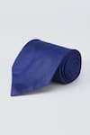 Buy_BUBBER COUTURE_Blue Plain Aegean Silk Necktie _at_Aza_Fashions