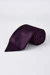 Buy_BUBBER COUTURE_Purple Plain Claret Satin Necktie _at_Aza_Fashions