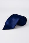 Buy_BUBBER COUTURE_Blue Plain Prussian Satin Necktie _at_Aza_Fashions