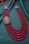 Shop_Cosa Nostraa_Red Lord Ganesha Pendant Grace Mala _at_Aza_Fashions