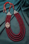 Shop_Cosa Nostraa_Red Radha And Krishna Pendant Ornamented Mala _at_Aza_Fashions