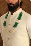 Cosa Nostraa_Green Aventurine Stone Dual Embellished Mala _Online_at_Aza_Fashions