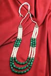 Shop_Cosa Nostraa_Green Howlite Stones Two Beaded Mala _at_Aza_Fashions