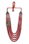 Shop_Cosa Nostraa_Red Beads Premium Ganesha Embellished Mala _at_Aza_Fashions