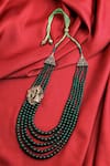 Shop_Cosa Nostraa_Green Beads Elegant Ganesha Embellished Mala _at_Aza_Fashions