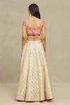 Vandana Sethi_Ivory Dupion Silk Embroidered Gota Leaf Neck Bridal Lehenga Set _Online_at_Aza_Fashions