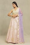 Buy_Vandana Sethi_Pink Dupion Silk Embroidered Gota Halter Blouse Bridal Lehenga Set _at_Aza_Fashions