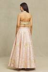 Vandana Sethi_Pink Dupion Silk Embroidered Gota Halter Blouse Bridal Lehenga Set _Online_at_Aza_Fashions