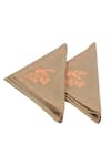Shop_Perenne Design_Gold Cotton Embroidered Napkin Set Of 6_at_Aza_Fashions