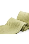 Shop_Perenne Design_Green Cotton Embroidered Pure Quilted Bedspread And Pillows Set _at_Aza_Fashions