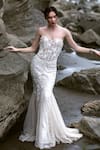 Buy_Majestic By Japnah_White Net Hand Embroidered Floral Sweetheart Mermaid Gown _at_Aza_Fashions