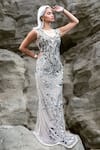 Buy_Majestic By Japnah_Grey Net Hand Embellished Round Gown _at_Aza_Fashions