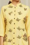 Bhusattva_Yellow Floral Embroidered Organic Silk Dress _at_Aza_Fashions