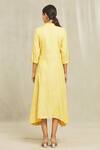 Shop_Bhusattva_Yellow Floral Embroidered Organic Silk Dress _at_Aza_Fashions