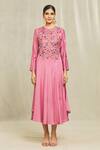 Buy_Bhusattva_Pink Floral Hand Embroidered Organic Silk Kurta _Online_at_Aza_Fashions