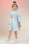 Buy_Joey & Pooh_Blue Cotton Hand Embroidery Whimsical Animals Dress _at_Aza_Fashions