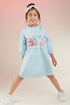 Joey & Pooh_Blue Cotton Hand Embroidery Whimsical Animals Dress  _Online_at_Aza_Fashions