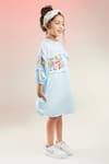 Buy_Joey & Pooh_Blue Cotton Hand Embroidery Whimsical Animals Dress _Online_at_Aza_Fashions