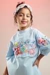 Shop_Joey & Pooh_Blue Cotton Hand Embroidery Whimsical Animals Dress  _Online_at_Aza_Fashions